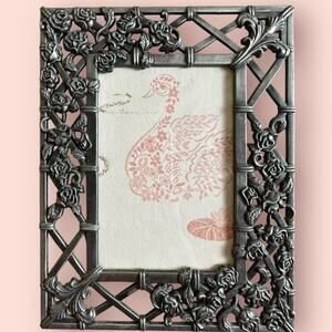 Metal Victorian Roses Photo Frame Vintage Moody Dark Cottage Wall Art